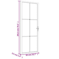 Porta Interna 83x201,5 cm Bianco Opaco Vetro e Alluminio 350581