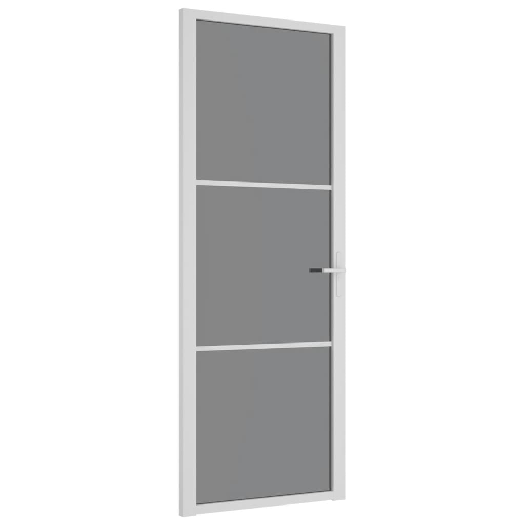 Porta Interna 76x201,5 cm Bianca in Vetro ESG e Alluminio cod mxl 69722