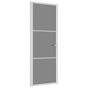 Porta Interna 76x201,5 cm Bianca in Vetro ESG e Alluminio cod mxl 69722