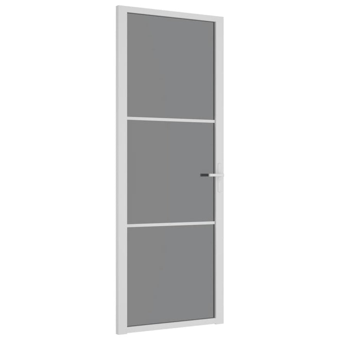 Porta Interna 76x201,5 cm Bianca in Vetro ESG e Alluminio cod mxl 69722