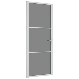 Porta Interna 83x201,5 cm Bianca in Vetro ESG e Alluminio cod mxl 62097