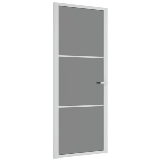 Porta Interna 83x201,5 cm Bianca in Vetro ESG e Alluminio cod mxl 62097