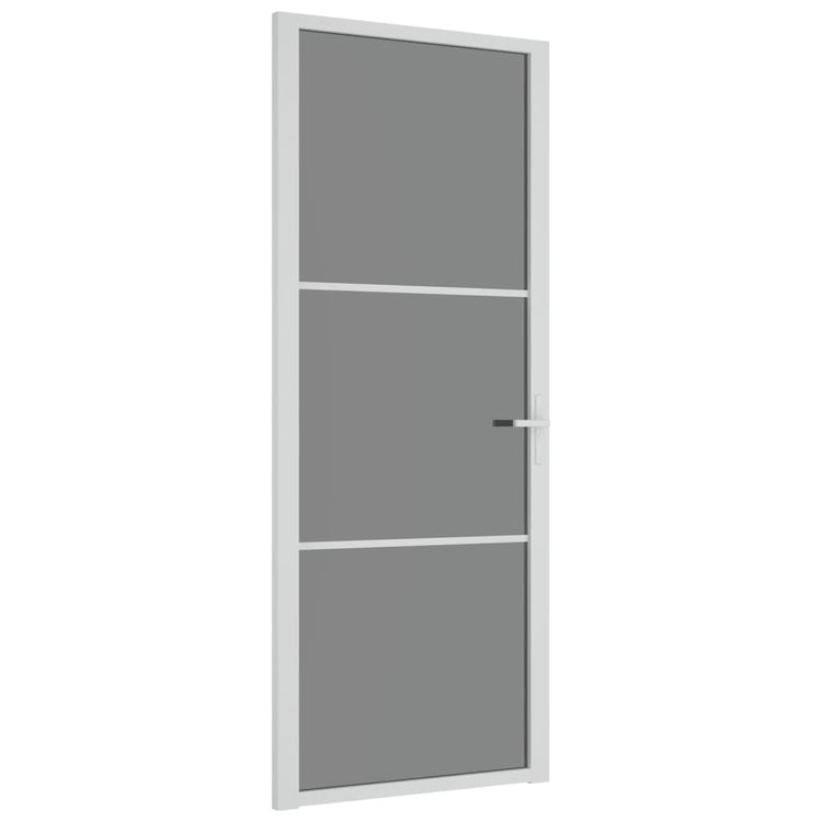 Porta Interna 83x201,5 cm Bianca in Vetro ESG e Alluminio cod mxl 62097