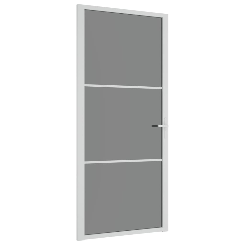 Porta Interna 93x201,5 cm Bianca in Vetro ESG e Alluminio cod mxl 58328