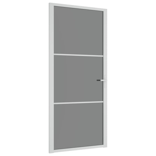 Porta Interna 93x201,5 cm Bianca in Vetro ESG e Alluminio cod mxl 58328