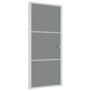 Porta Interna 93x201,5 cm Bianca in Vetro ESG e Alluminio 350586