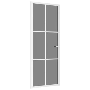 Porta Interna 83x201,5 cm Bianca in Vetro ESG e Alluminio 350589