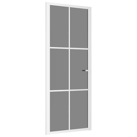 Porta Interna 83x201,5 cm Bianca in Vetro ESG e Alluminio 350589