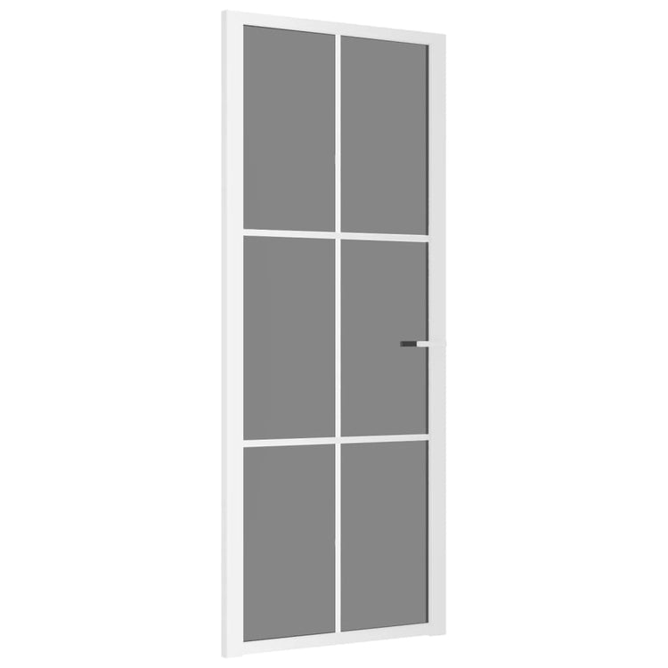 Porta Interna 83x201,5 cm Bianca in Vetro ESG e Alluminio 350589