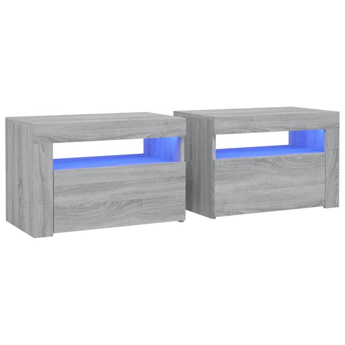 Comodini 2 pz con LED Grigio Sonoma 60x35x40 cm cod mxl 72608