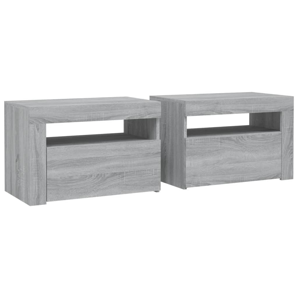 Comodini 2 pz con LED Grigio Sonoma 60x35x40 cm cod mxl 72608