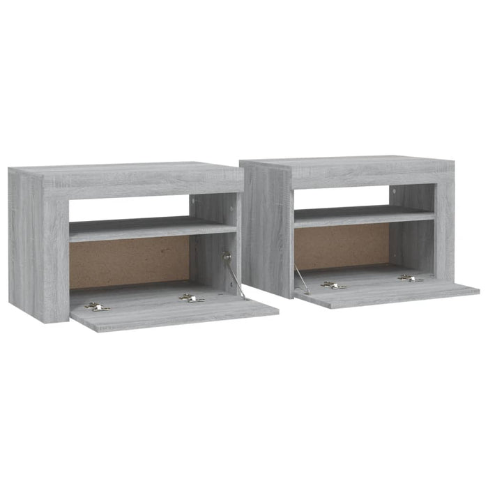 Comodini 2 pz con LED Grigio Sonoma 60x35x40 cm cod mxl 72608