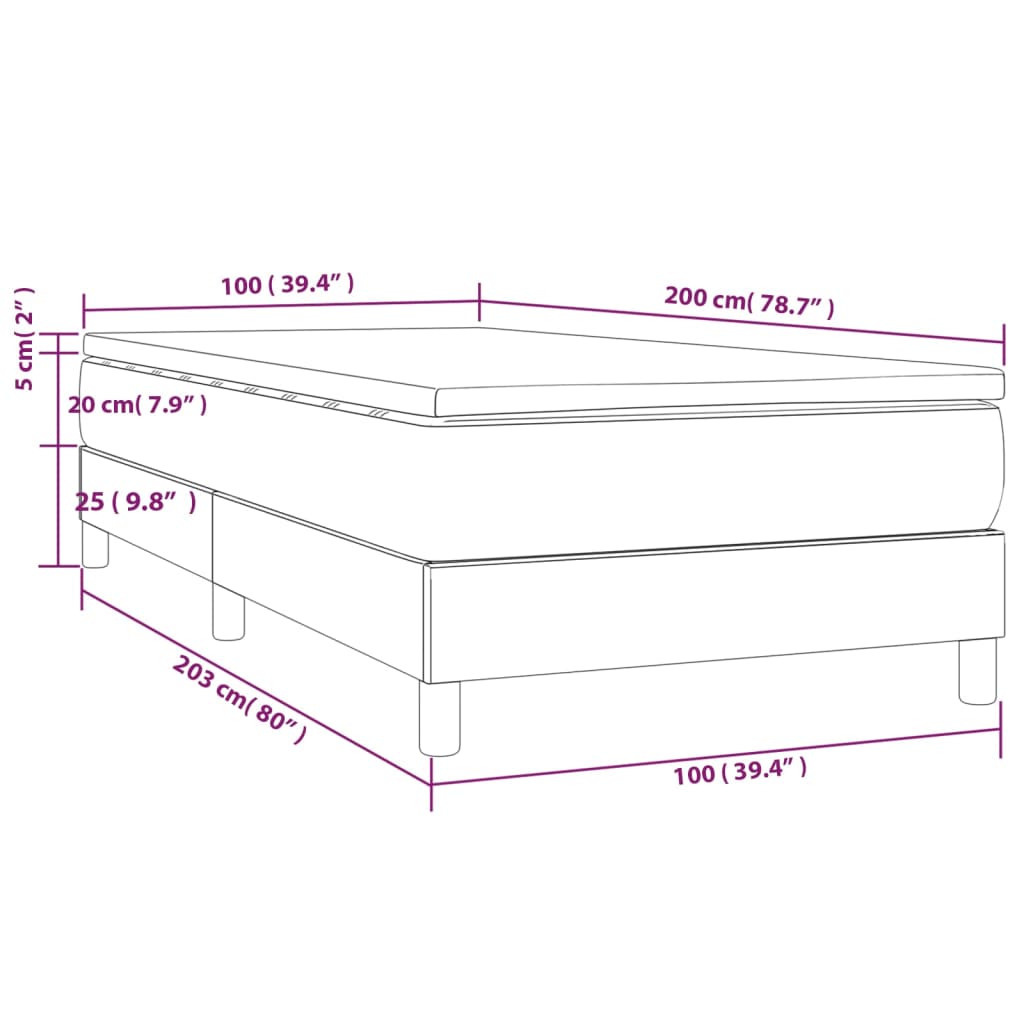 Giroletto a Molle con Materasso Marrone Scuro 100x200cm Tessuto 3144056