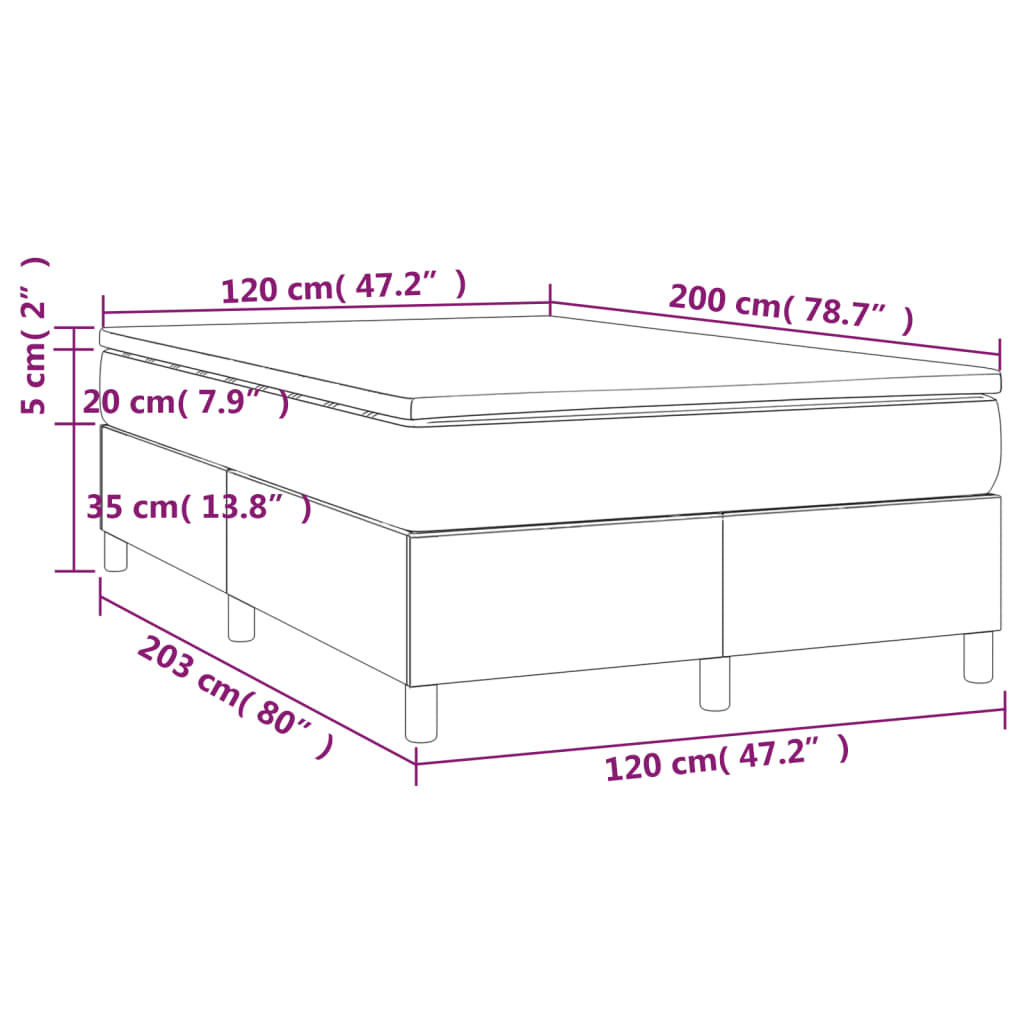 Giroletto a Molle con Materasso Grigio Chiaro 120x200cm Tessuto 3144407