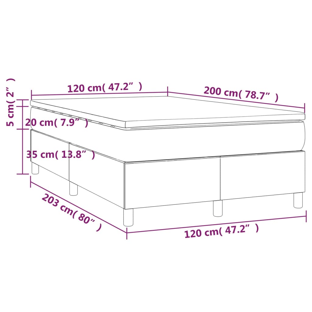 Giroletto a Molle con Materasso Marrone Scuro 120x200cm Tessuto cod mxl 56586