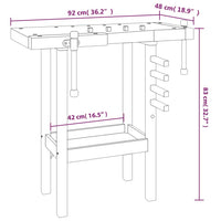 Banco da Lavoro con Morse 92x48x83 cm Legno Massello di Acacia 153319