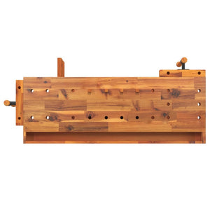 Banco Lavoro Cassetto e Morse 92x48x83 cm Legno Massello Acacia 153321