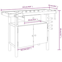 Banco Lavoro Cassetto e Morse 92x48x83 cm Legno Massello Acacia 153321