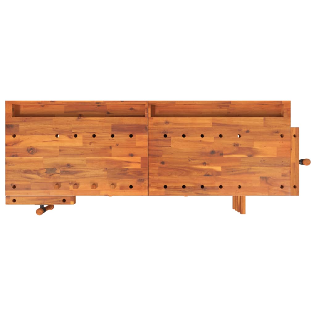 Banco Lavoro Cassetti e Morse 162x62x83cm Legno Massello Acacia 153323