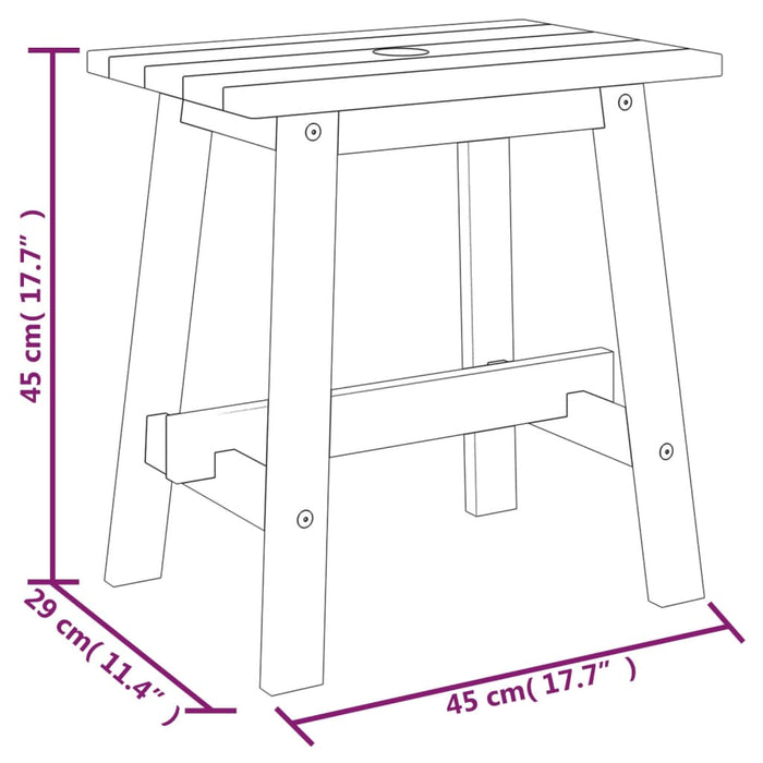 Sgabello 45x29x45 cm Rettangolare in Legno Massello di Acacia cod mxl 43237