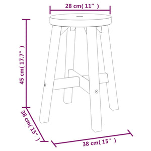 Sgabello Marrone 38x38x45 cm Rotondo Legno Massello di Acacia 153331