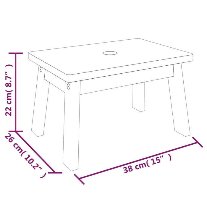 Sgabello 38x26x22 cm in Legno Massello di Acacia 153332