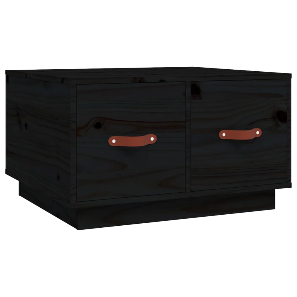 Tavolino da Salotto Nero 60x53x35 cm Legno Massello di Pino