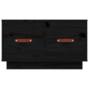 Tavolino da Salotto Nero 60x53x35 cm Legno Massello di Pino