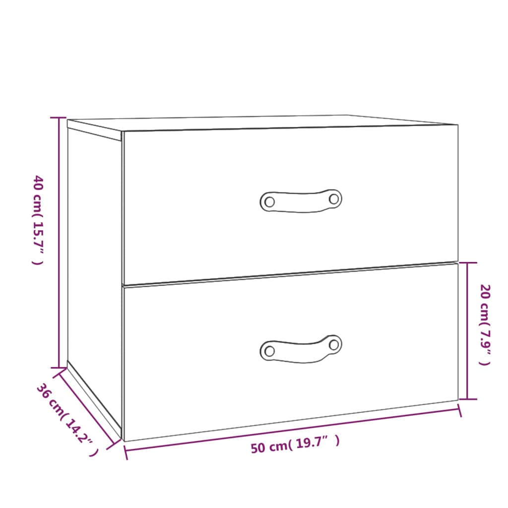 Comodini a Muro 2 pz Bianchi 50x36x40 cm