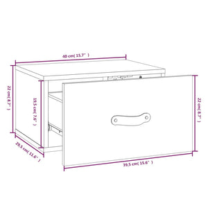 Comodini a Muro 2 pz Bianchi 40x29,5x22 cm