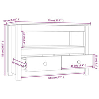 Mobile Porta TV Grigio 79x35x52 cm in Legno Massello di Pino