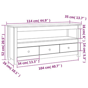 Mobile Porta TV 114x35x52 cm in Legno Massello di Pino