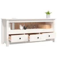 Mobile Porta TV Bianco 114x35x52 cm in Legno Massello di Pino cod mxl 18461