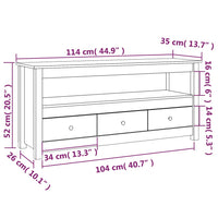 Mobile Porta TV Miele 114x35x52 cm in Legno Massello di Pino