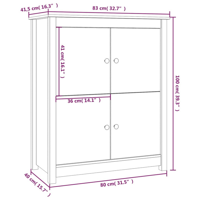 Credenza 83x41,5x100 cm in Legno Massello di Pino cod mxl 26409