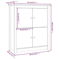 Credenza Bianca 83x41,5x100 cm in Legno Massello di Pino cod mxl 27817