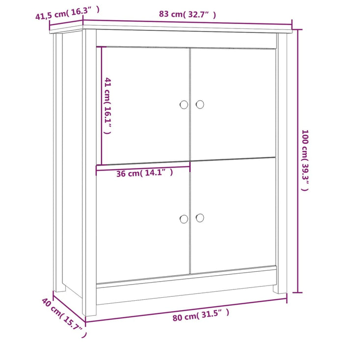 Credenza Bianca 83x41,5x100 cm in Legno Massello di Pino cod mxl 27817