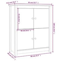 Credenza Grigia 83x41,5x100 cm in Legno Massello di Pino cod 10926