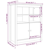 Credenza 83x41,5x100 cm in Legno Massello di Pino cod mxl 27028