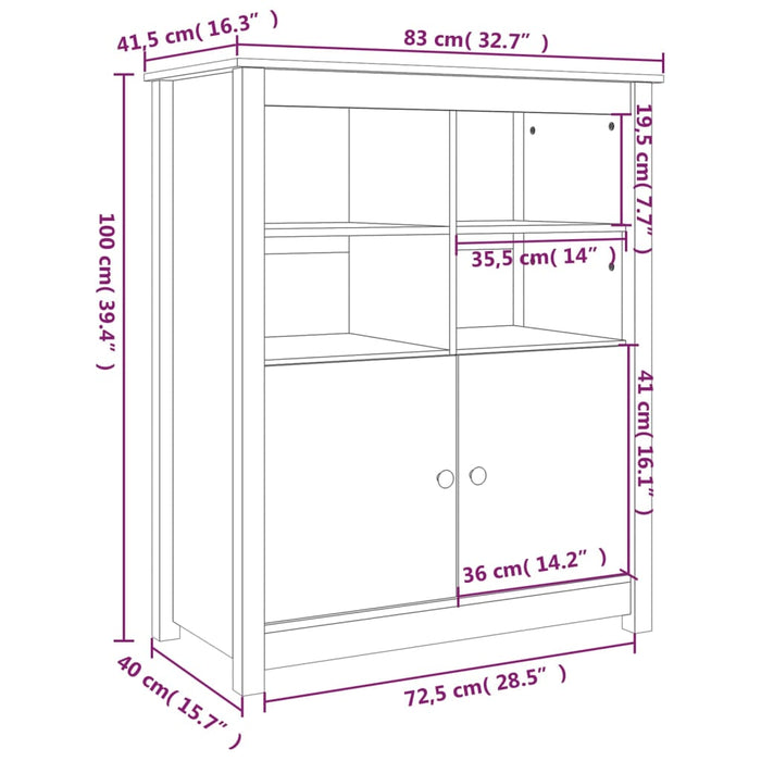 Credenza 83x41,5x100 cm in Legno Massello di Pino cod mxl 27028