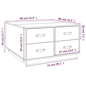 Tavolino da Salotto 80x80x45 cm in Legno Massello di Pino