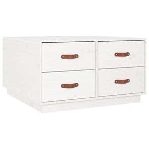 Tavolino da Salotto Bianco 80x80x45 cm Legno Massello di Pino