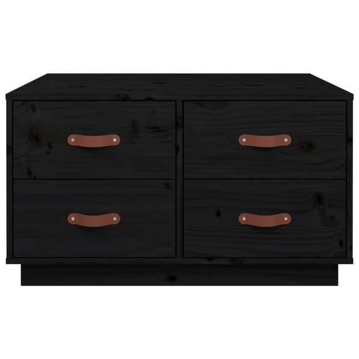 Tavolino da Salotto Nero 80x80x45 cm Legno Massello di Pino