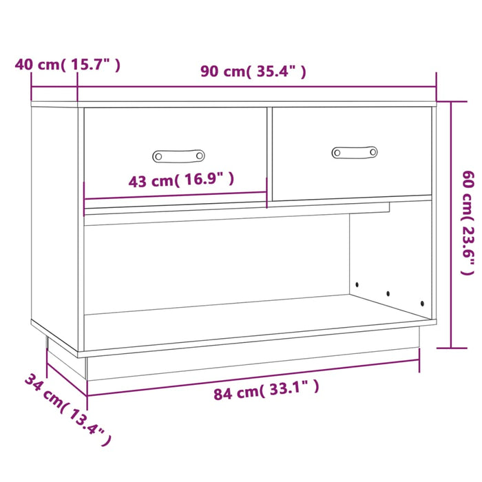 Mobile Porta TV Bianco 90x40x60 cm in Legno Massello di Pino