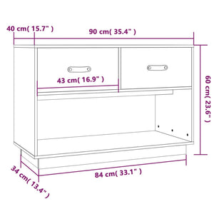 Mobile Porta TV Grigio 90x40x60 cm in Legno Massello di Pino