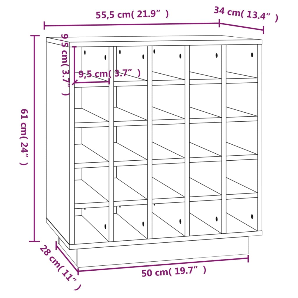 Portabottiglie 55,5x34x61 cm in Legno Massello di Pino cod mxl 43172