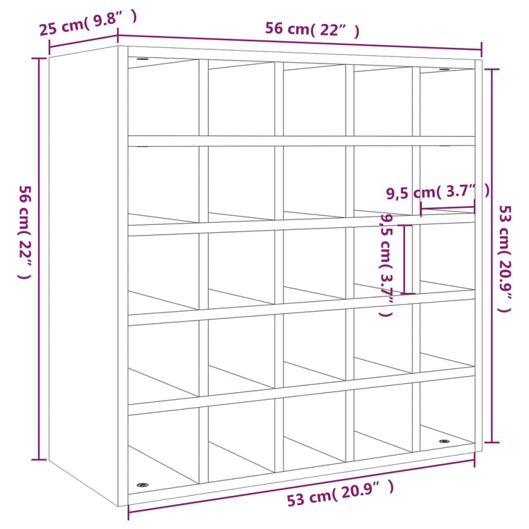 Portabottiglie 56x25x56 cm in Legno Massello di Pino cod mxl 41356