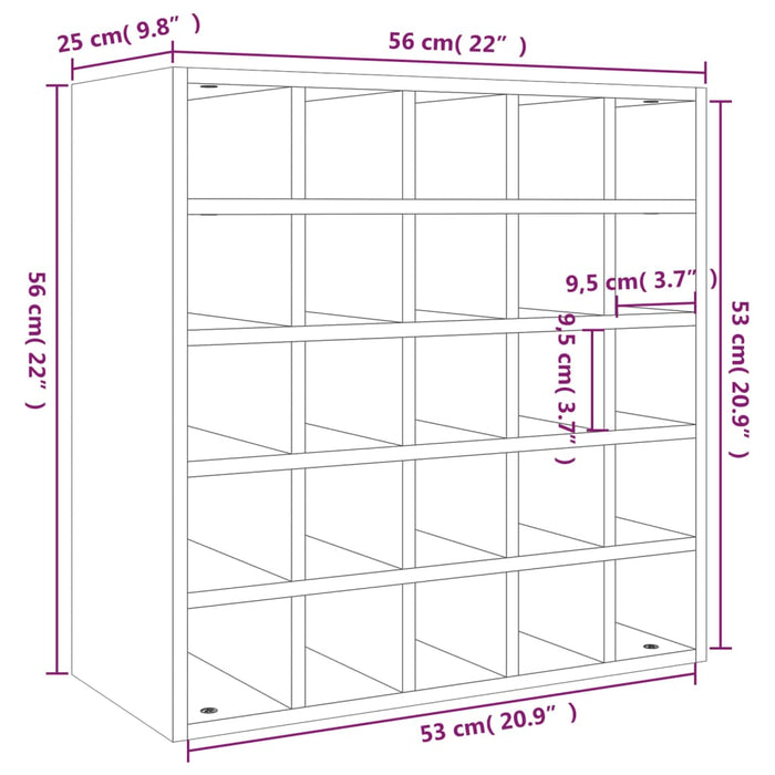 Portabottiglie Marrone 56x25x56 cm in Legno Massello di Pino 821540