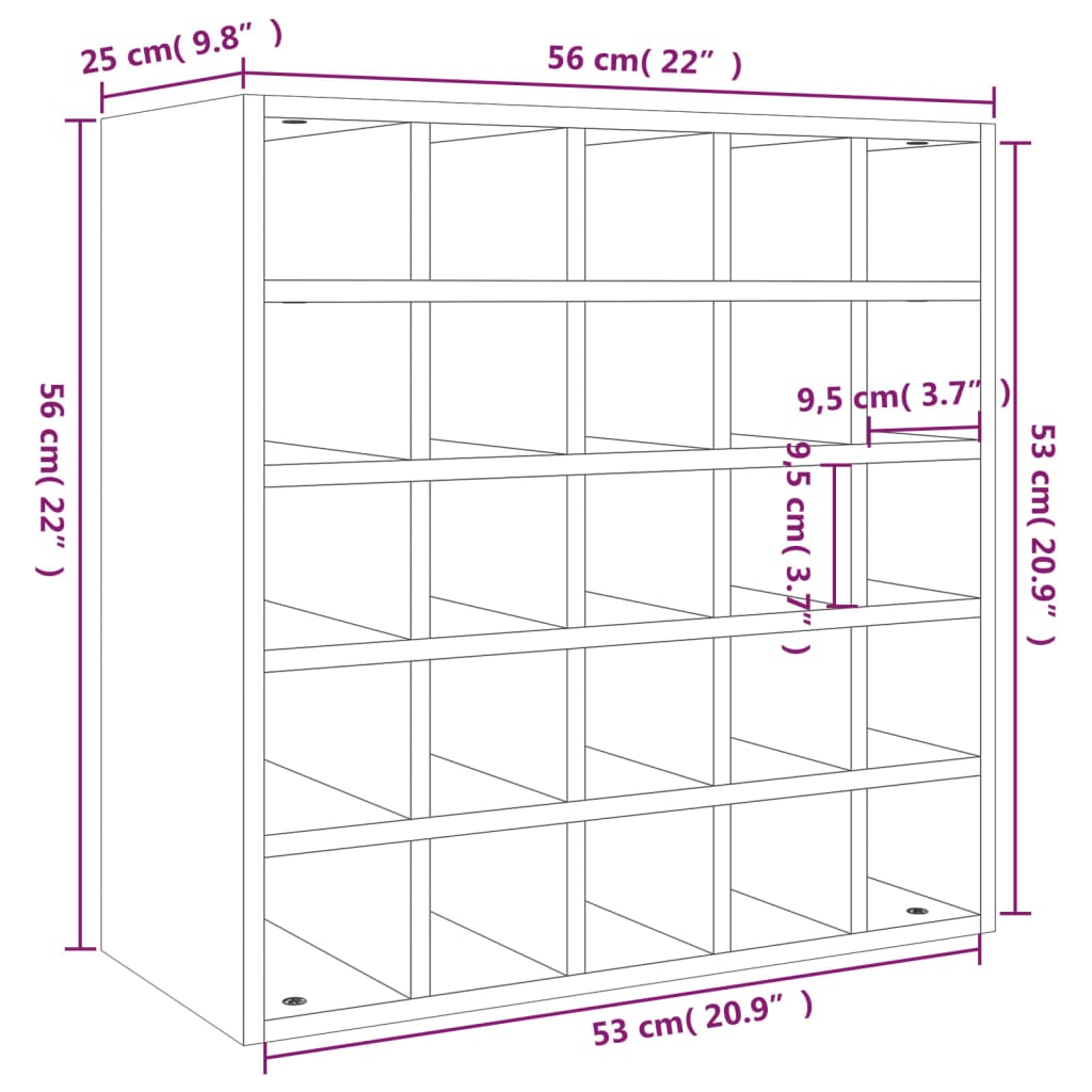 Portabottiglie Nero 56x25x56 cm in Legno Massello di Pino cod mxl 49548