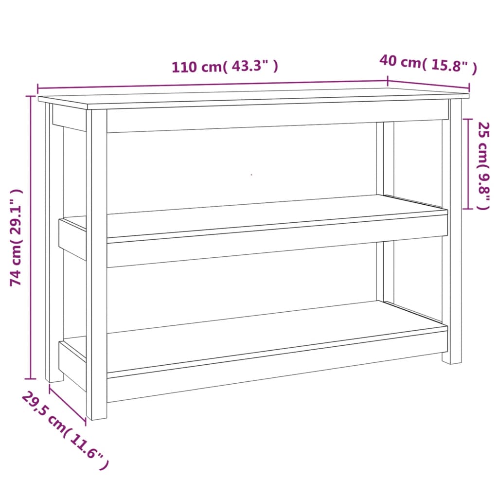 Tavolo Consolle 110x40x74 cm in Legno Massello di Pino cod mxl 17576